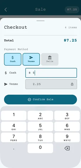 Checkout sheet showing selectable payment methods