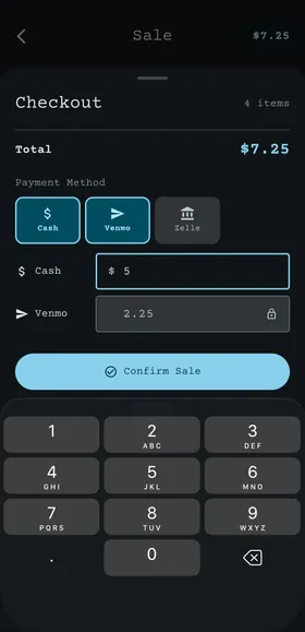 Checkout sheet showing selectable payment methods